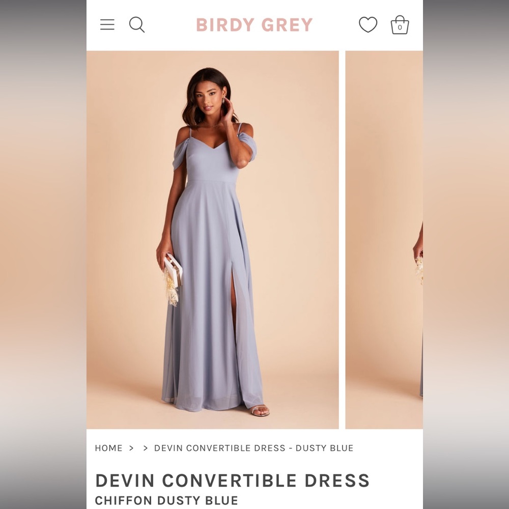 Birds Grey bridesmaid dress in ‘dust blue’. Size small, unaltered.